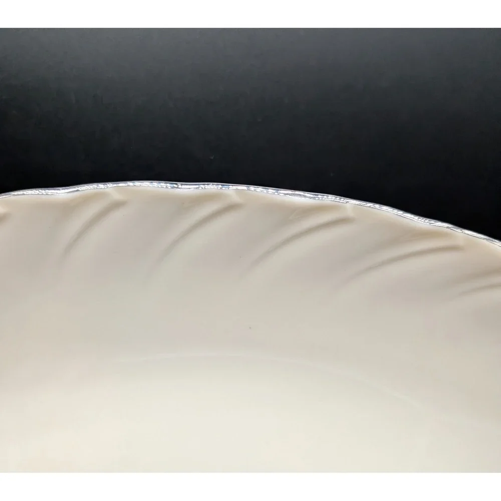 Lenox Weatherly Medium Oval Serving Platter Cream Fine China Platinum‎ Trim USA